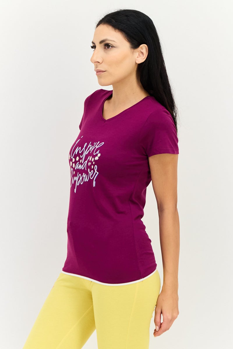 zivame Rosaline by Zivame Women V-Neck Graphic Print Short Sleeve Sleepwear Top, Purple - Image 2